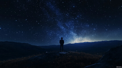 Fototapeta premium silhouette of a person standing in the night