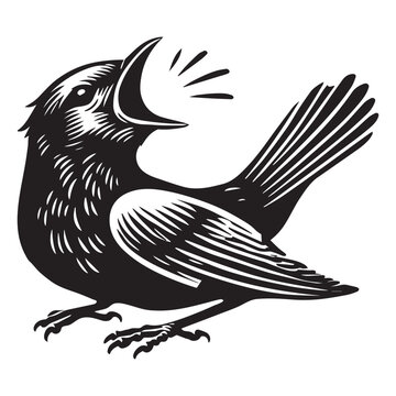 black bird singing loudly clip art preview