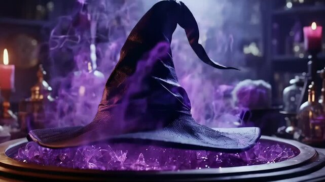 Witch's Hat in Magical Potion Room - Purple Lighting Mystery