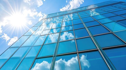 Close-up glass and steel facade modern Architecture exterior