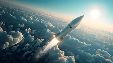 Hypersonic rocket flies above the clouds