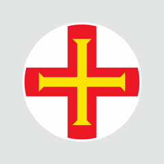 The flag of Guernsey. Flag icon. Standard color. Round flag. Computer illustration. Digital illustration. Vector illustration.	