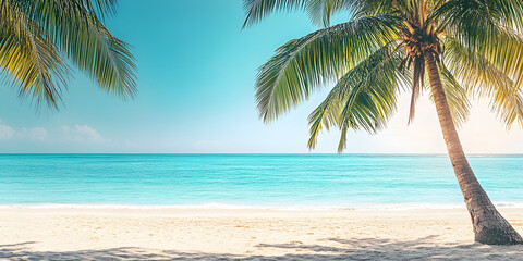 Tropical beach with palm trees and turquoise water