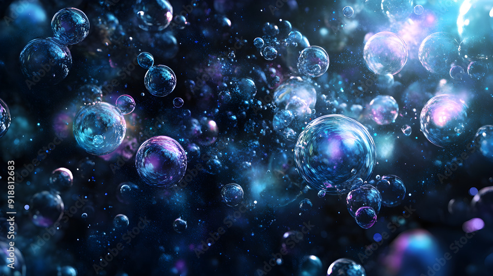Poster bubbles in various sizes creating an abstract pattern, organic shapes, whimsical and light