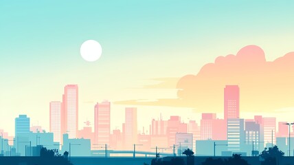 Modern Urban Skyline with Clean Lines and Fresh Design Under Clear Blue Sky