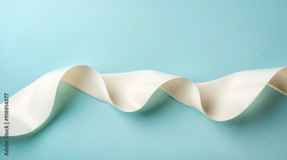 Aufkleber elegant soft pastel waves gently flowing across serene blue background - minimalist design for creat
