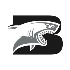 Obraz premium Letter B shark logo template. vector illustration