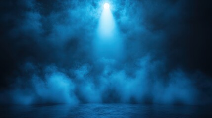 Obraz premium Abstract Blue Light and Fog on Black Background