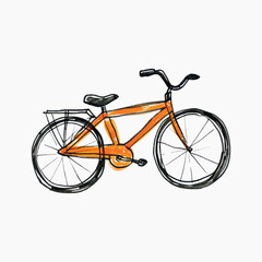 Hand-drawn orange bicycle illustration
