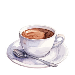 Hot chocolate Watercolor illustration. Hand drawn underwater element design. Artistic vector marine design element. Illustration for greeting cards, printing and other design projects.
