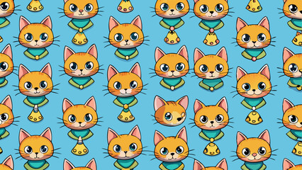 seamless pattern with cats and birds