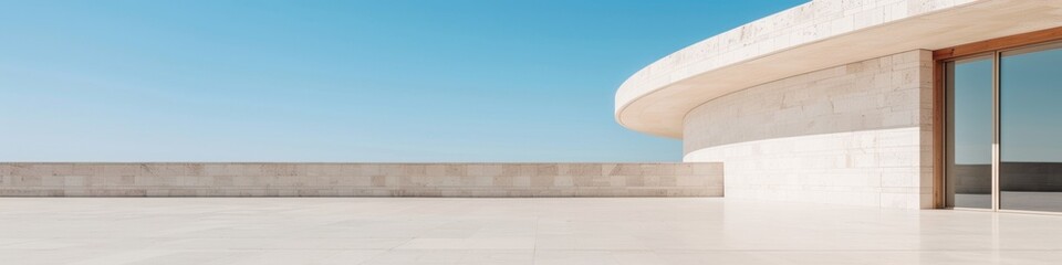 Modern Architectural Marvel Against Clear Blue Sky Showcasing Human Ingenuity and Creativity