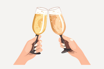 Celebratory champagne toast illustration