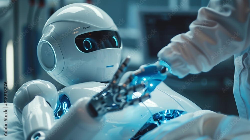 Aufkleber Medical worker using technology smart robot AIConcept of healthcare and medical AI technology services and advance of technology Artificial Intelligence for future healthcare : Generative AI