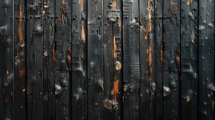 Dark wooden wall background, texture of wood, black color tone
