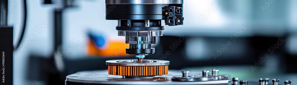 Poster precision machine part during the manufacturing process, showcasing advanced technology in an indust