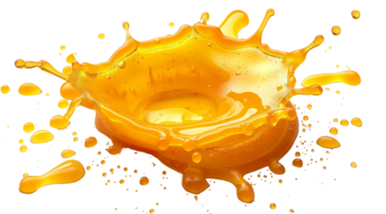 Splashes of golden honey close up, created with Generative AI technology, PNG