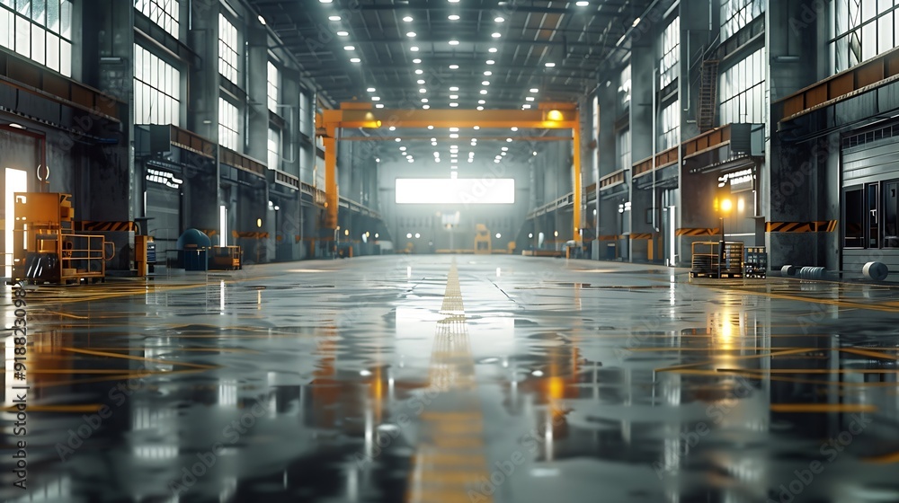 Poster Large factory workshop space building : Generative AI