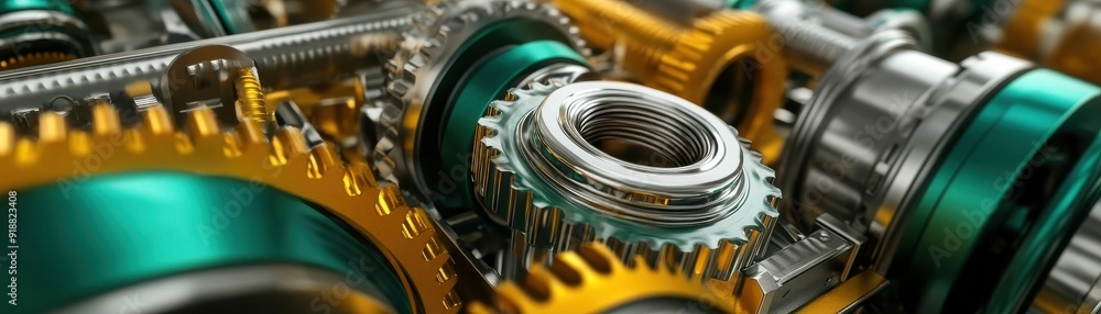 Poster intricate gears and machinery showcasing fine craftsmanship and engineering precision for mechanical