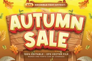 autumn sale 3d text effect and editable text effect with leaf autumn illustration