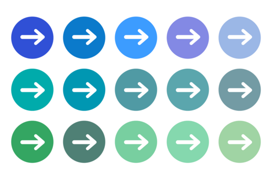 【アイコン】緑、青系のシンプルな矢印ボタン