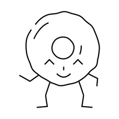 Obraz premium doughnut dessert character line icon vector. doughnut dessert character sign. isolated contour symbol black illustration