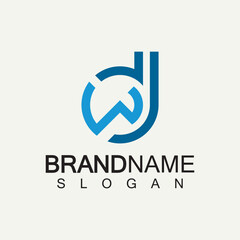 Alphabet Letters DW or WD logo design template