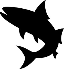 Jumping fish silhouette collection. Black fish vector illustration.