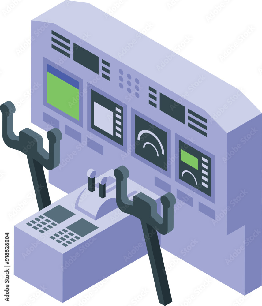 Poster airplane control panel with multiple buttons, screens and levers