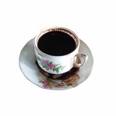 A glass of black coffee isolated on a white background