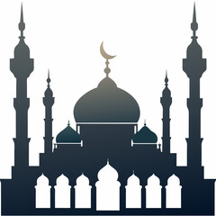 Islamic mosque silhouette vector art Illustration