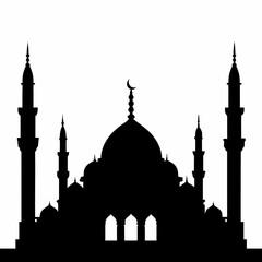 Islamic mosque silhouette vector art Illustration