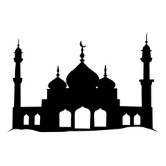Islamic mosque silhouette vector art Illustration