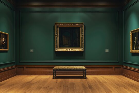 A warm and inviting room with a bench and artistic touches