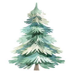 Obraz premium Watercolor Christmas Tree Illustration Abstract Evergreen Holiday Art
