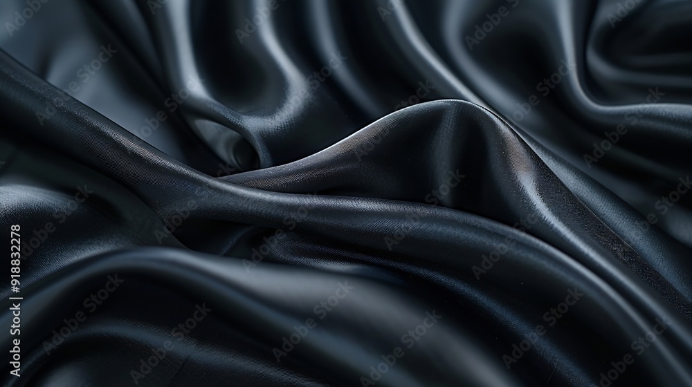 Aufkleber black gray satin dark fabric texture luxurious shiny that is abstract silk cloth panorama background