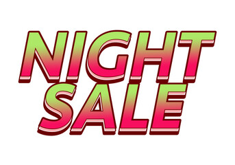 Night sale. Text effect design in 3D look with modern colors