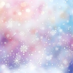 Fototapeta premium Snowflakes falling gently, blurred, pastel colour, watercolor background.