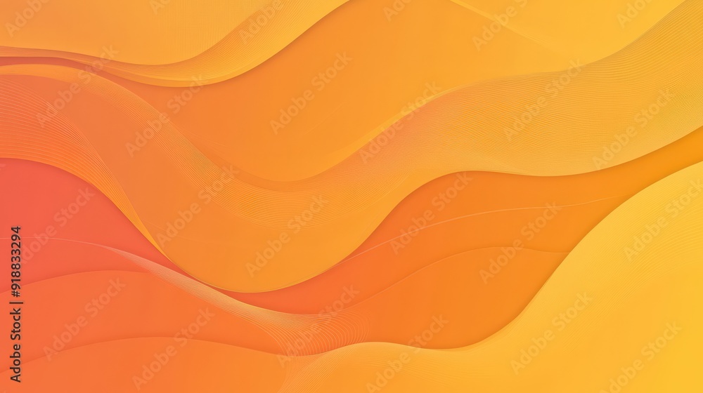 Poster a gradient orange background with subtle wave patterns.