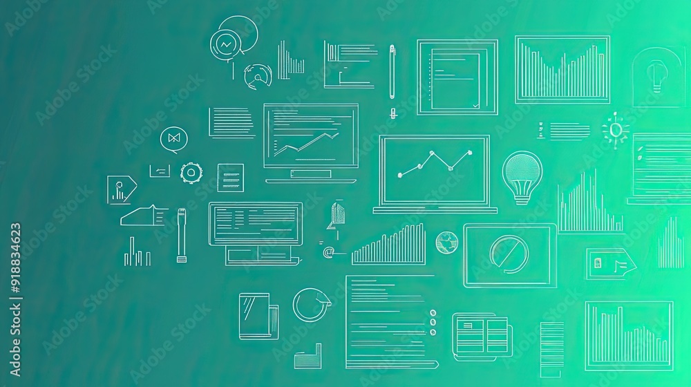 Poster a gradient green background with subtle business icons.