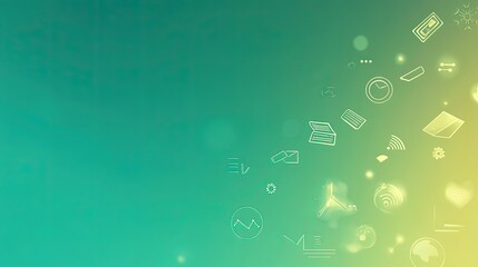 Fototapeta premium A gradient green background with subtle business icons.