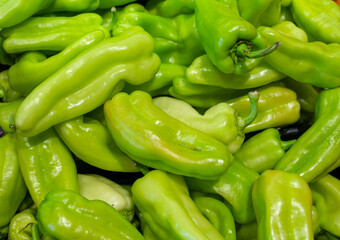 close up green spicy pepper as food background