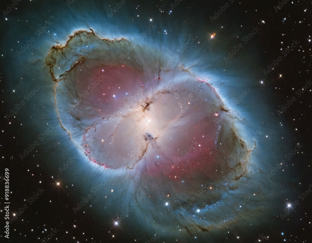 Wall mural southern ring nebula rotating against star field in outer space, astronomy image scene