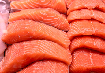 raw salmon fish fillet as food background
