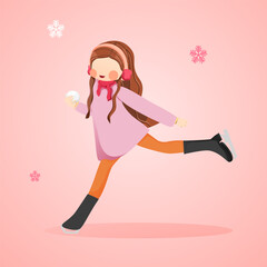 Women do skating in winter