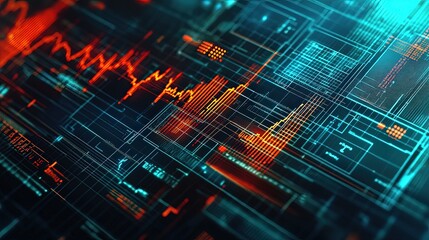 Fototapeta premium A background with financial charts and business symbols.