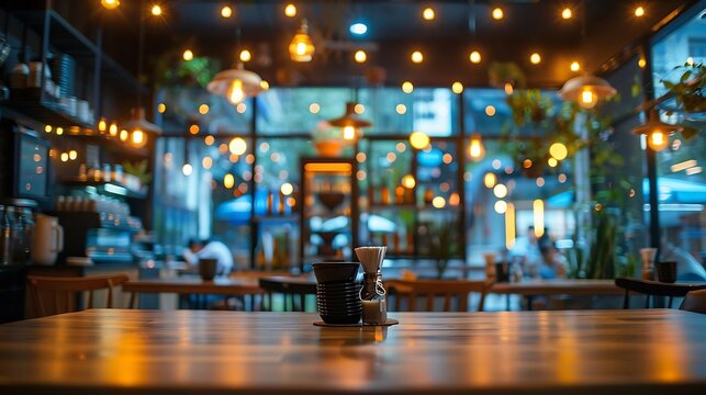 Blur Thai style interior restaurantBackground blurred couter coffee bar Resturant cafe cafe blurred background with bokeh : Generative AI