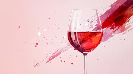 A beautifully styled glass of red wine against a pink artistic backdrop, perfect for showcasing elegance and celebration.