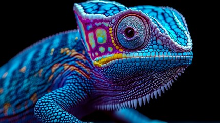 Fototapeta premium A close up of a chameleon on a black background