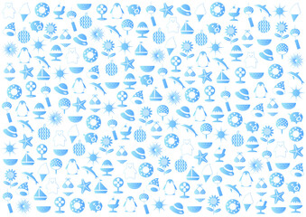 青色夏アイコンの背景模様イラスト